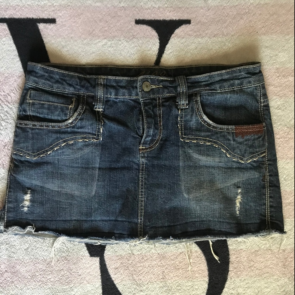 Yag Couture Jean Skirt with Embroidered Dragon